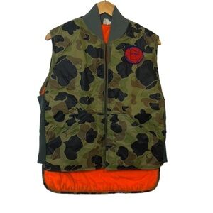 Vintage Minnesota Certified Firearm Safety Camo and Neon Orange Vest Large
